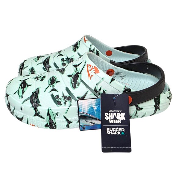 Rugged Shark Clog Sandals Discovery Shark Week Swivel Strap Mens Sz 10, 11 & 12 - Picture 3 of 8